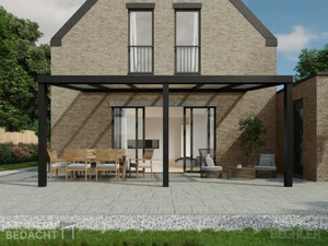 Modernbedacht 6m schwarz vorne 3pfosten comp Modernbedacht